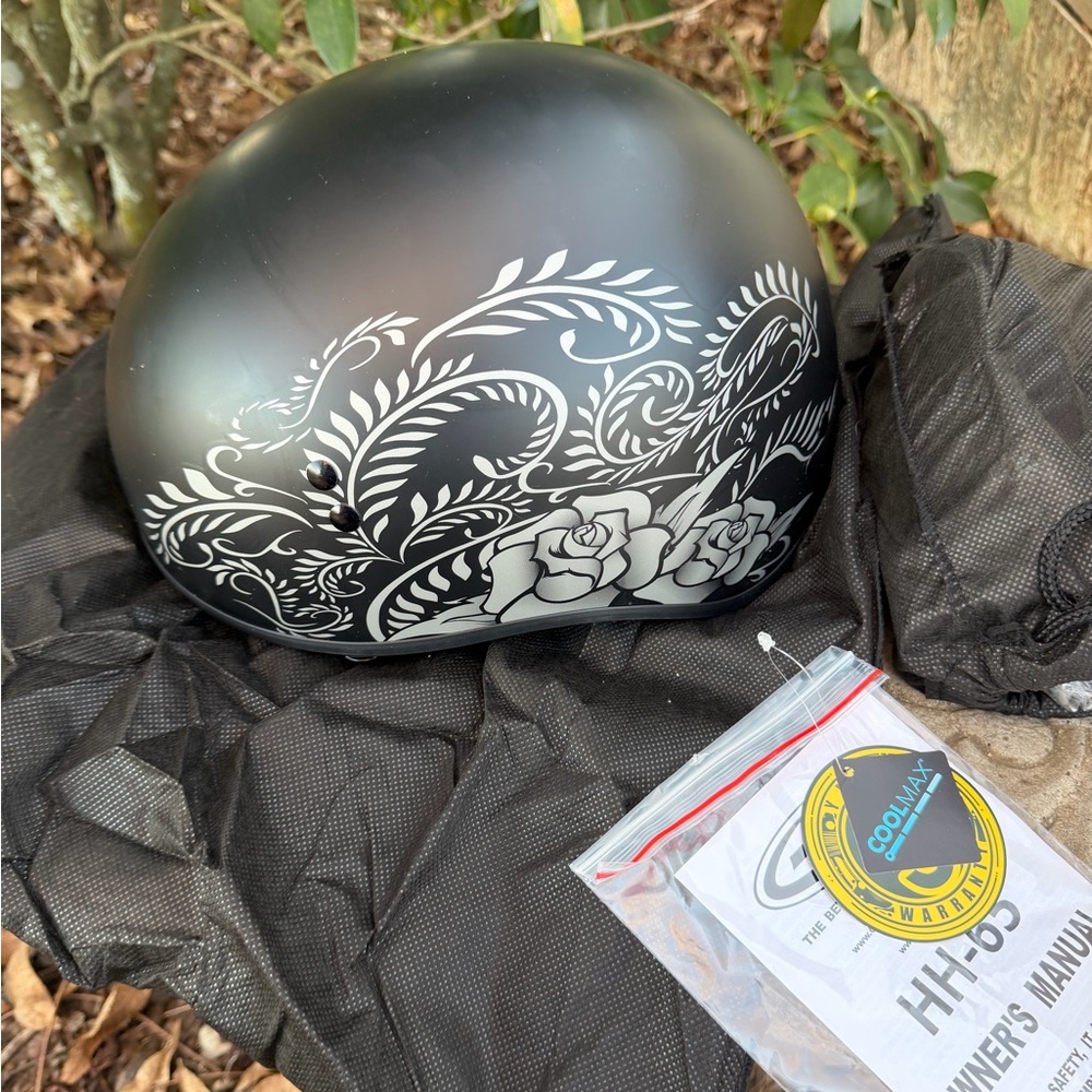 Floral Black and White Helmet